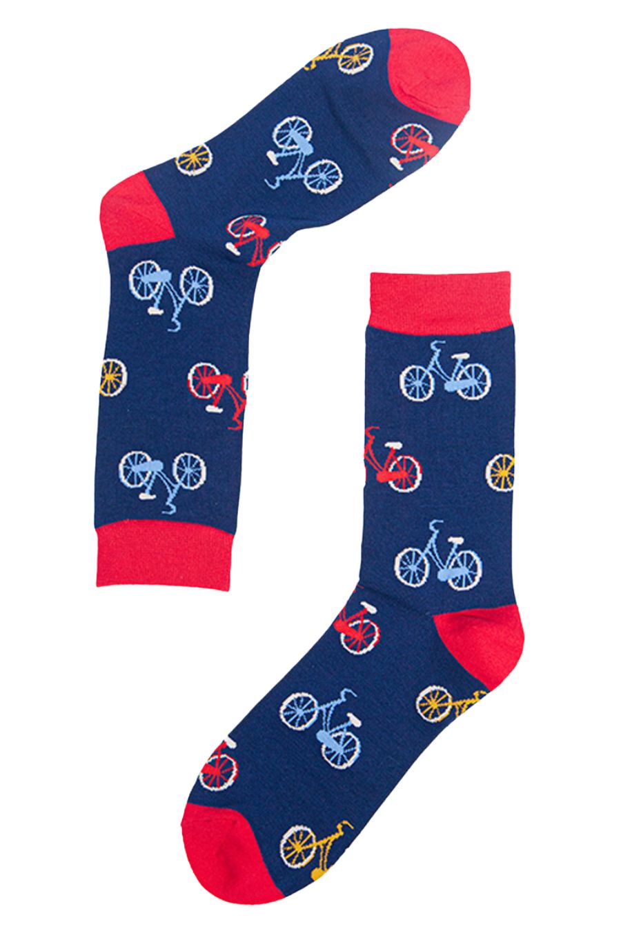 Mens Bamboo Cycling Socks Bicycle Print Novelty Socks Navy Blue