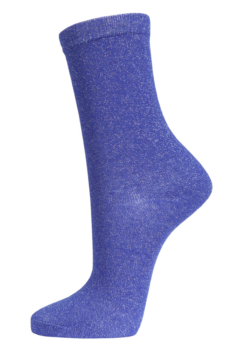 blue ankle socks with all over silver glitter shimmer