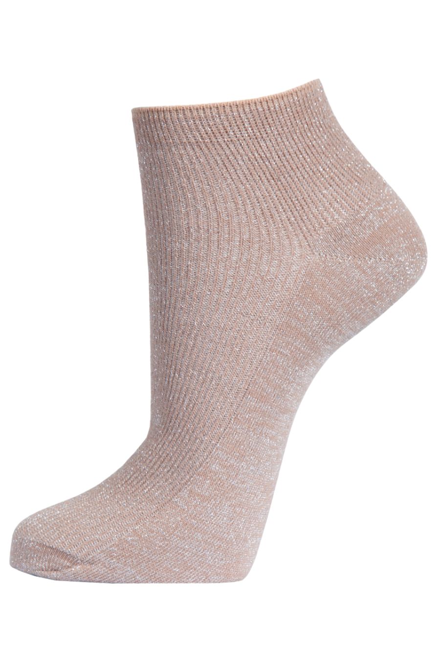 beige trainer socks with an all over silver glitter shimmer