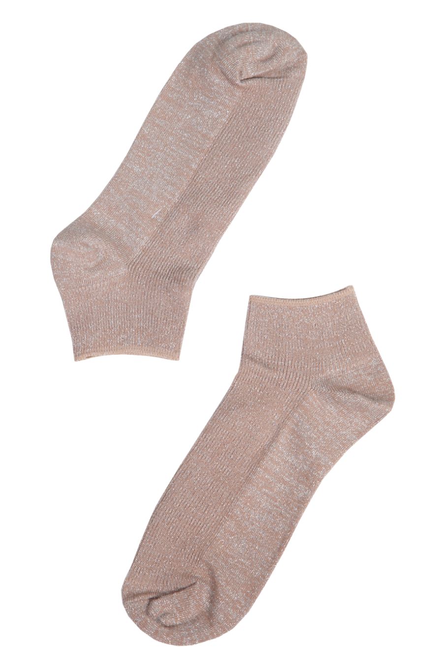 neutral beige and silver glitter women's anklet socks