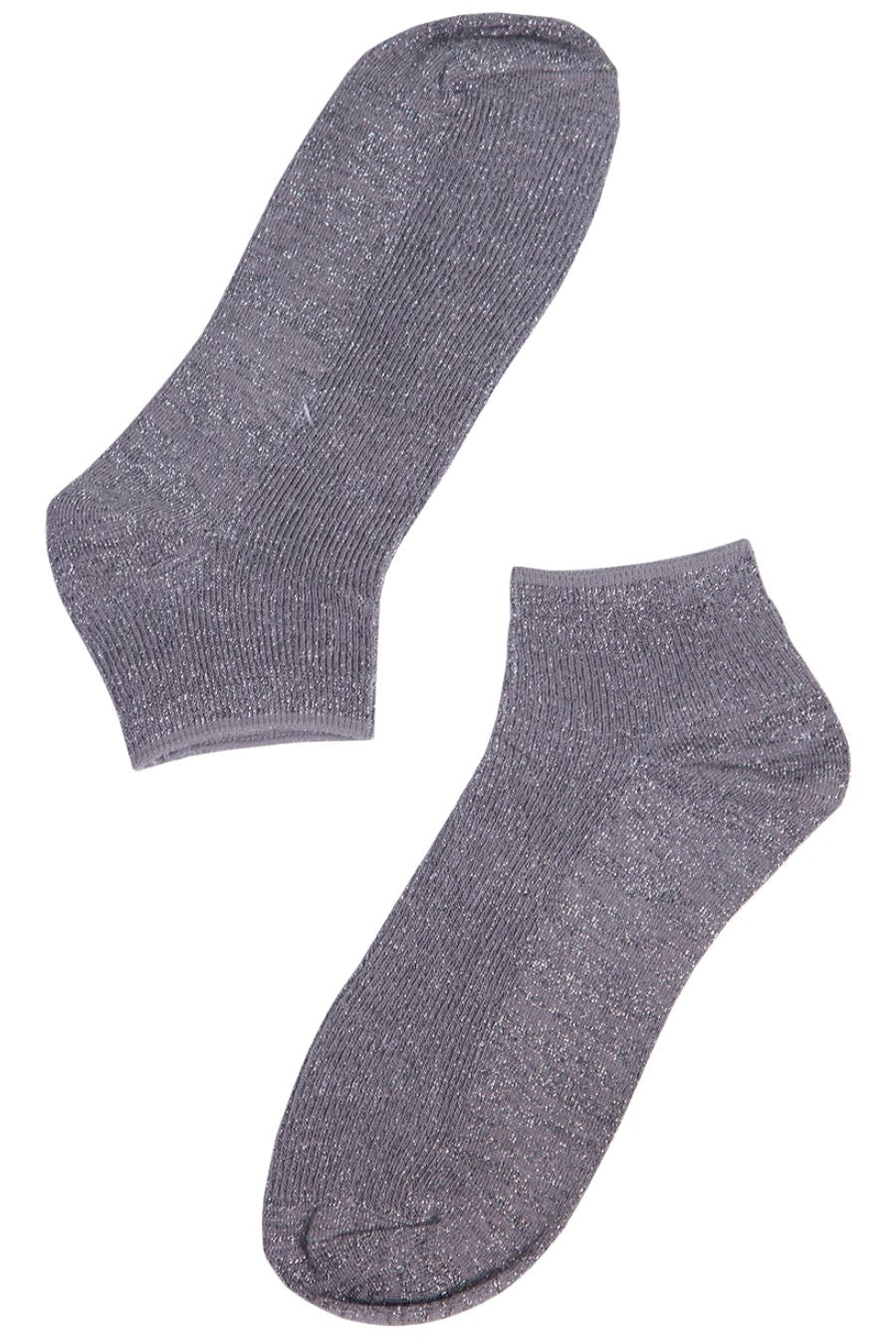 grey and silver glitter womens anklet socks