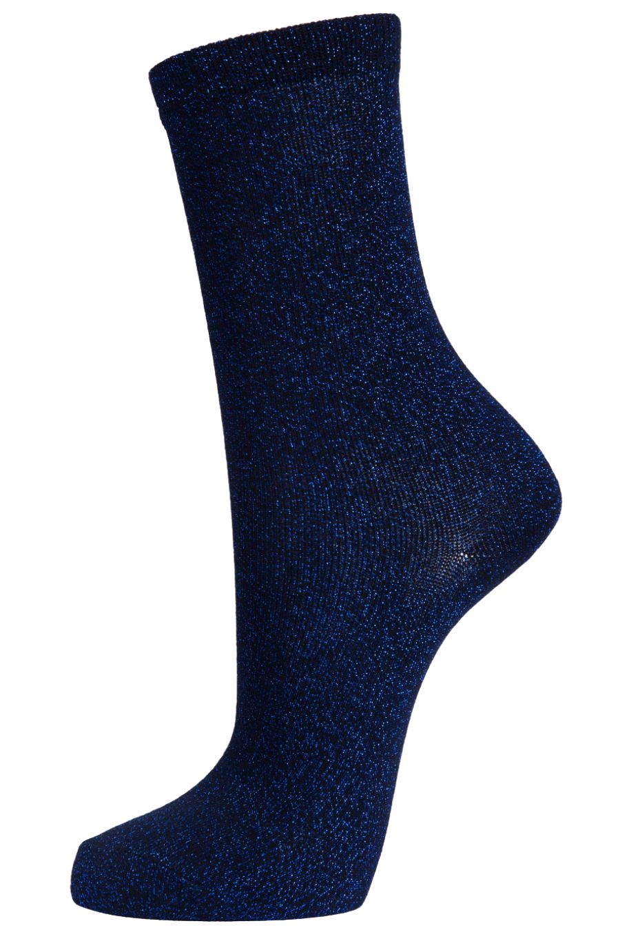black ankle socks with all over royal blue glitter effect