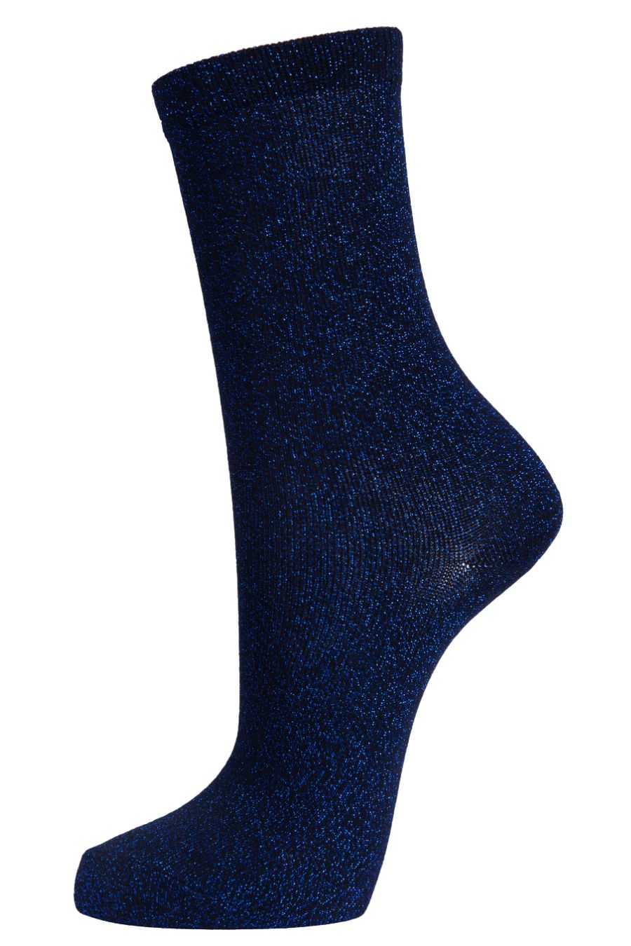 boue ankle socks with an all over royal blue glitter sparkle