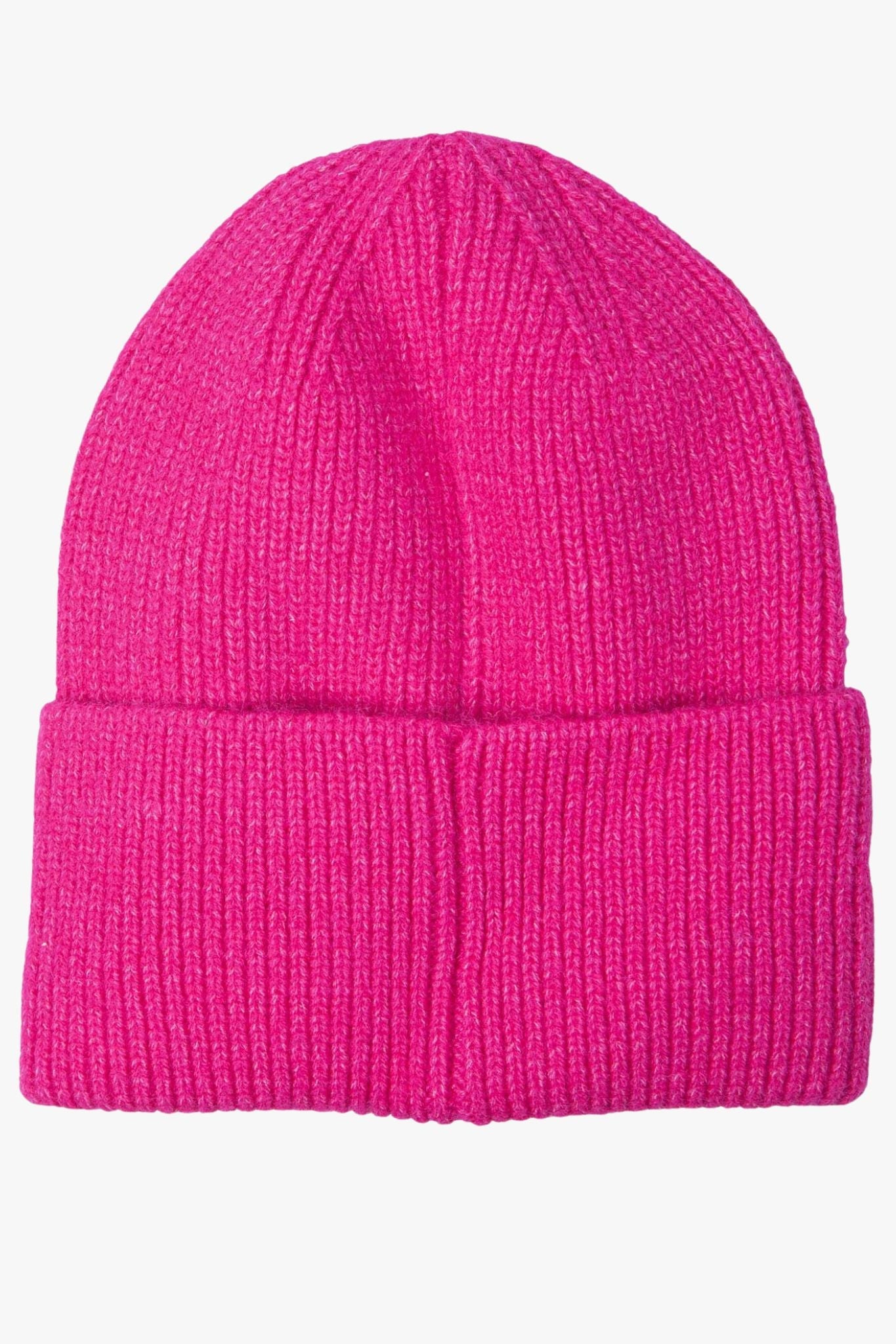 a plain fuchsia pink beanie hat