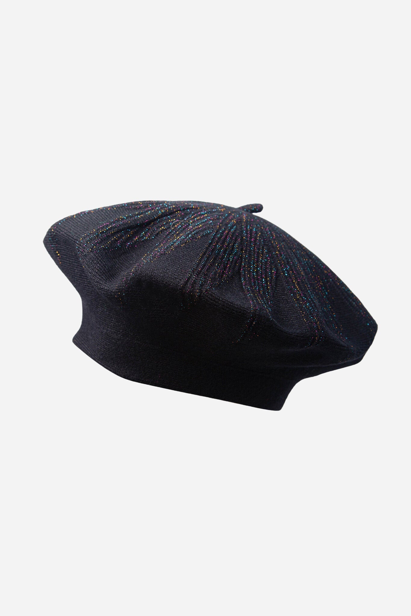 black beret with an all over rainbow glitter shimmer
